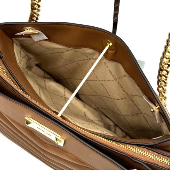 Michael Kors Whitney Medium Quilted Tote Bag & Large Trifold Wallet Luggage - Picture 10 of 13